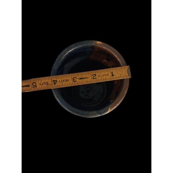 Art Pottery Vase Split Color Glaze Blue And Brown - Picture 9 of 9